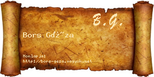 Bors Géza névjegykártya